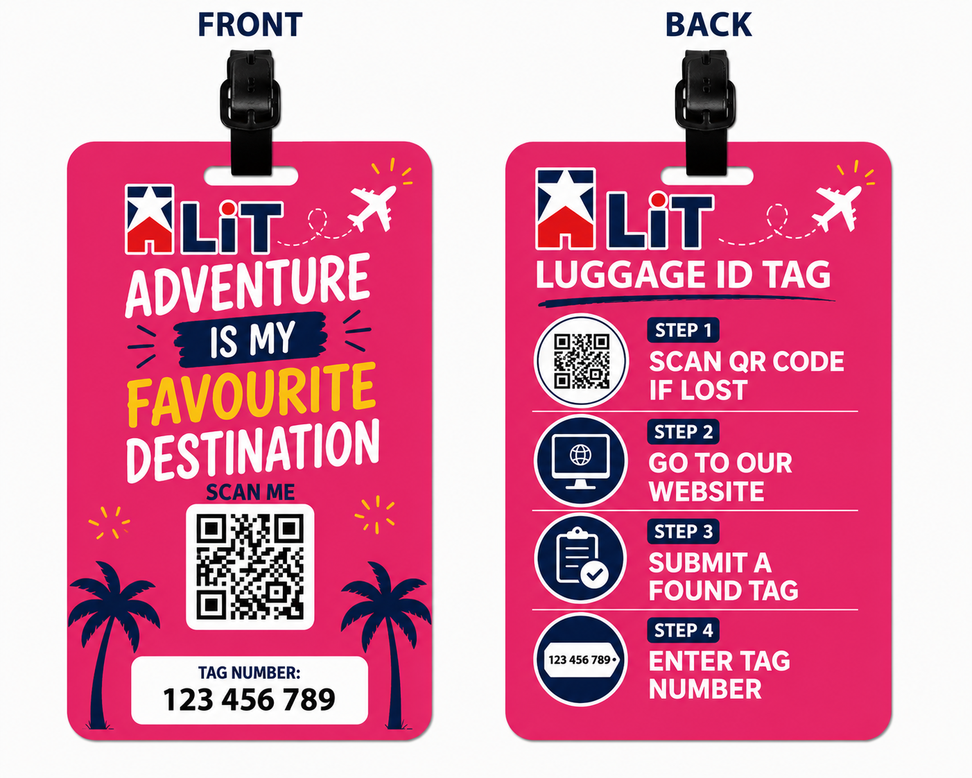 x 2 luggage tag island bloom