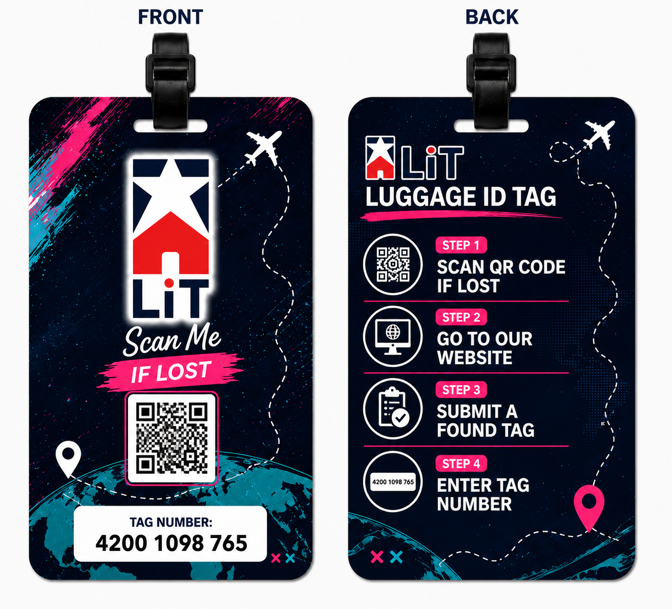 x 2 luggage tag island bloom