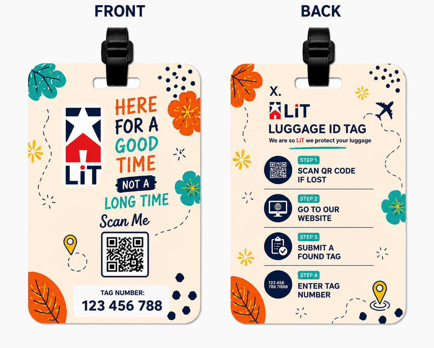x 2 luggage tag island bloom
