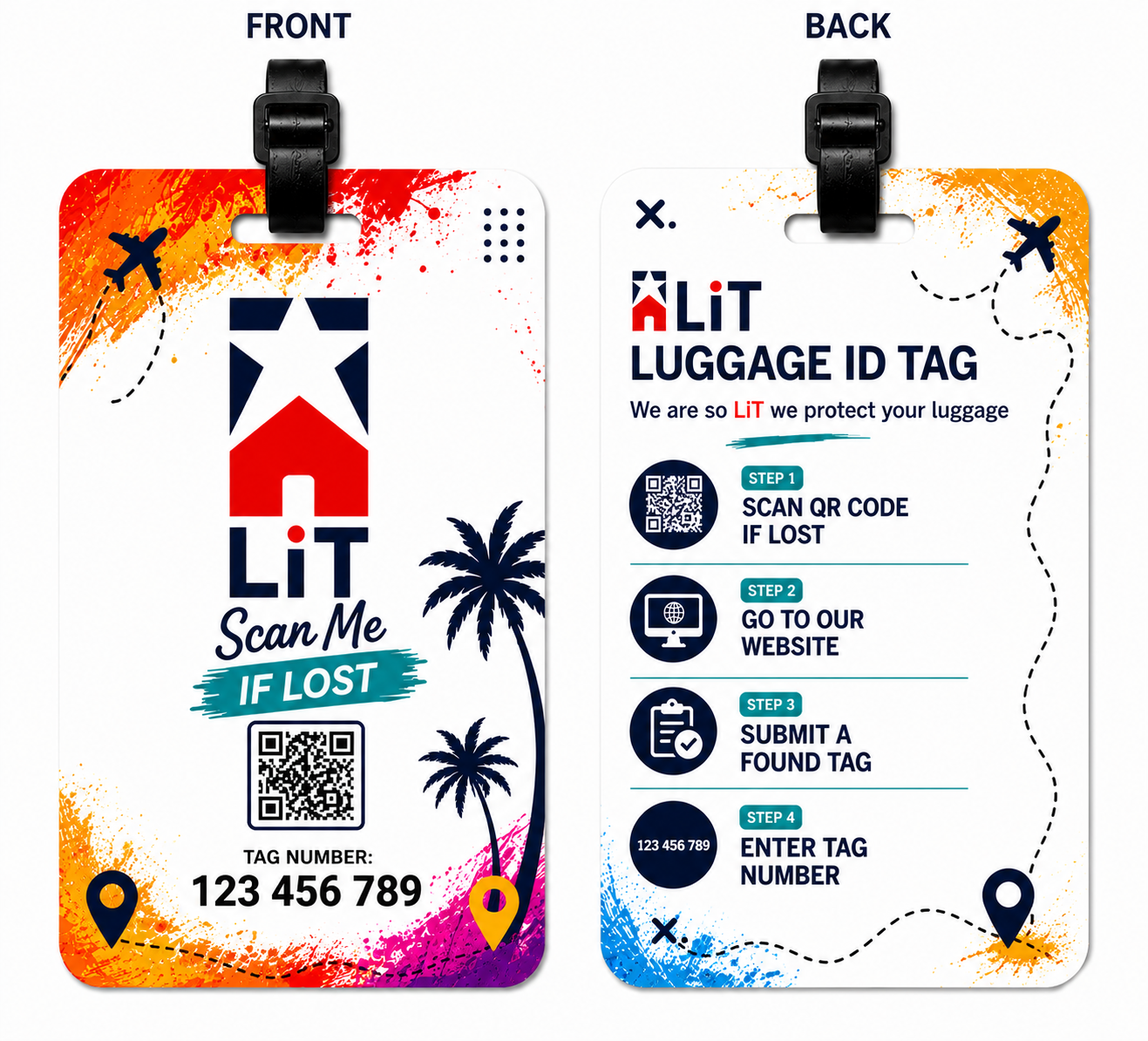 x 2 luggage tag island bloom