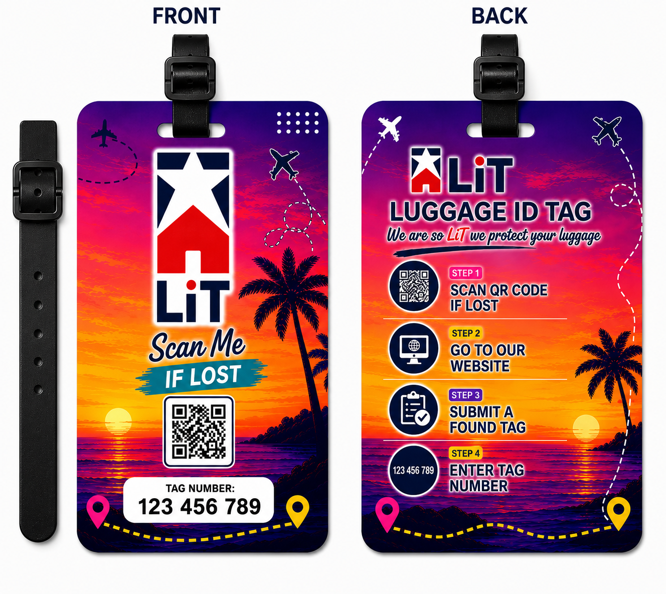 x 2 luggage tag island bloom