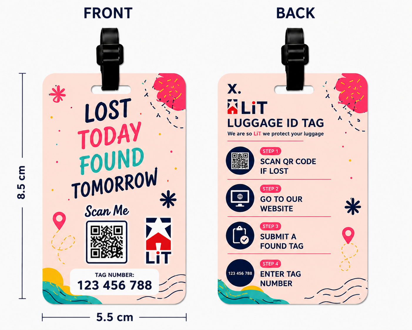 x 2 luggage tag island bloom